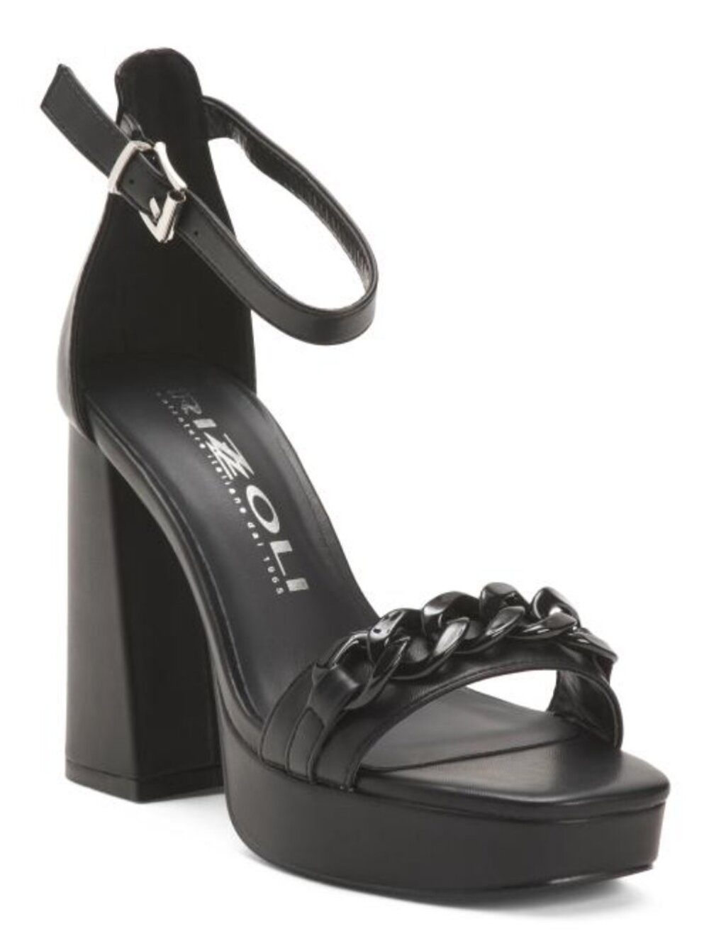 RIZZOLI Made In Italy Leather Heeled Sandals With Chain